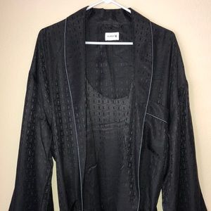 Playboy Men’s Black Satin Playboy Robe 49” Length